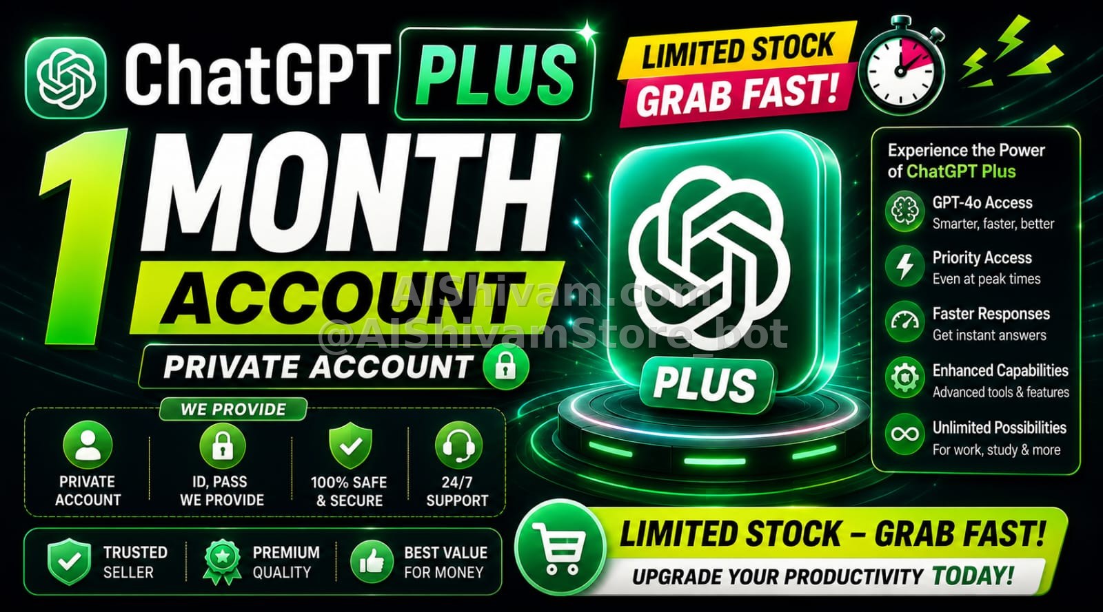 🤖 ChatGPT Plus – 1 Month Private Account