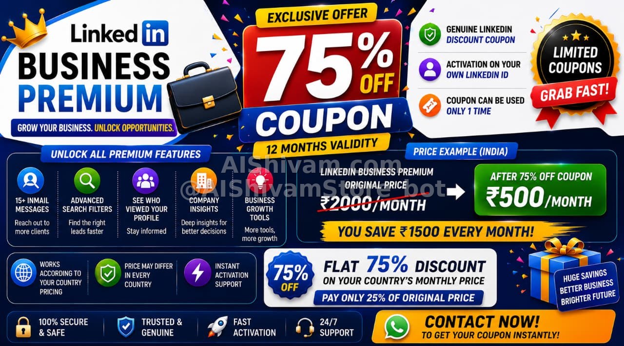 💼 LinkedIn Business Premium – 75% OFF Coupon (12 Months)