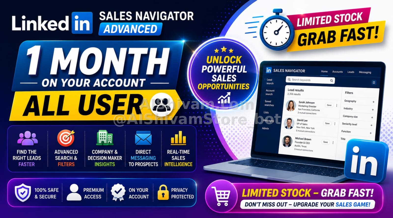 💼 LinkedIn Sales Navigator Advanced All User – 1 Month