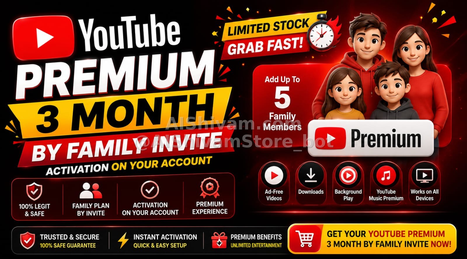 ▶️ YouTube Premium – 3 Months Invite