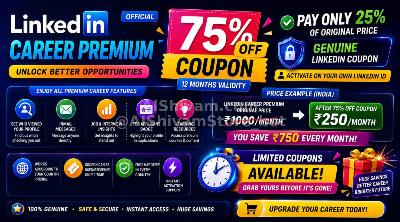💼 LinkedIn Career Premium – 75% OFF Coupon (12 Months)