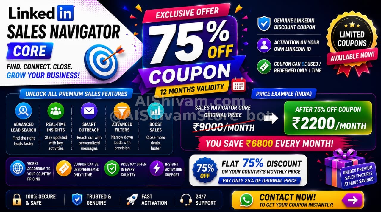 💼 LinkedIn Sales Navigator Core – 75% OFF Coupon (12 Months)